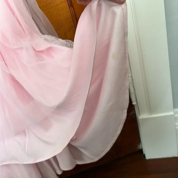 Strappy-Back Long Light Pink Prom Dress by Faviana - Picture 15 of 16